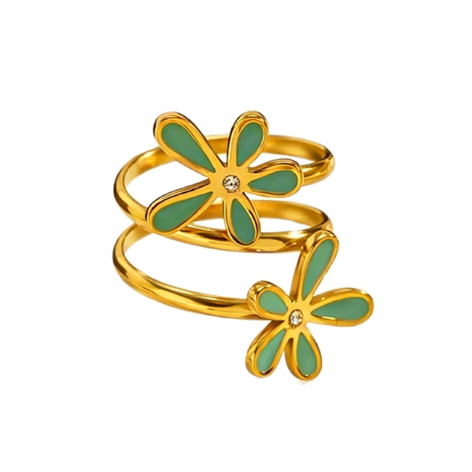 Gold Green Flower-Bijoux
